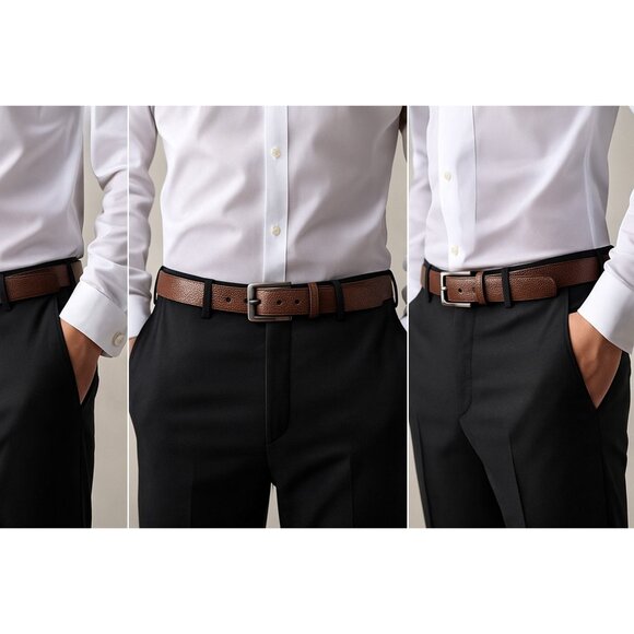 Stacy Adams Men’s Genuine Leather Belt Brown Textured Classic Dress Belt Size 38 - Picture 6 of 6